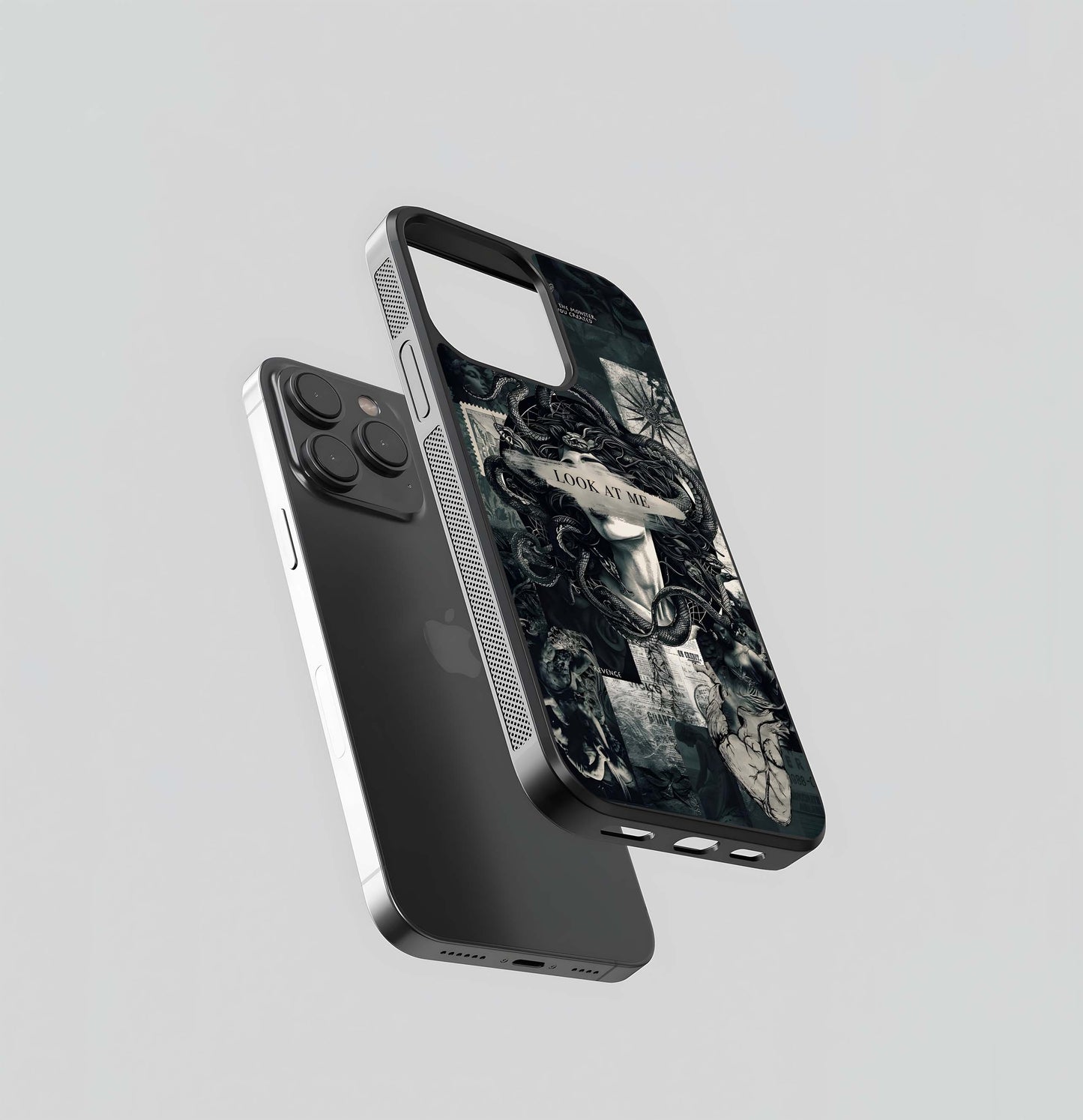 Monochrome Medusa Collage Glass Case