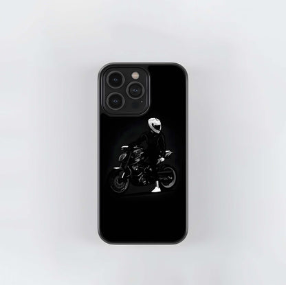 Monochrome Rider Silhouette Glass Case