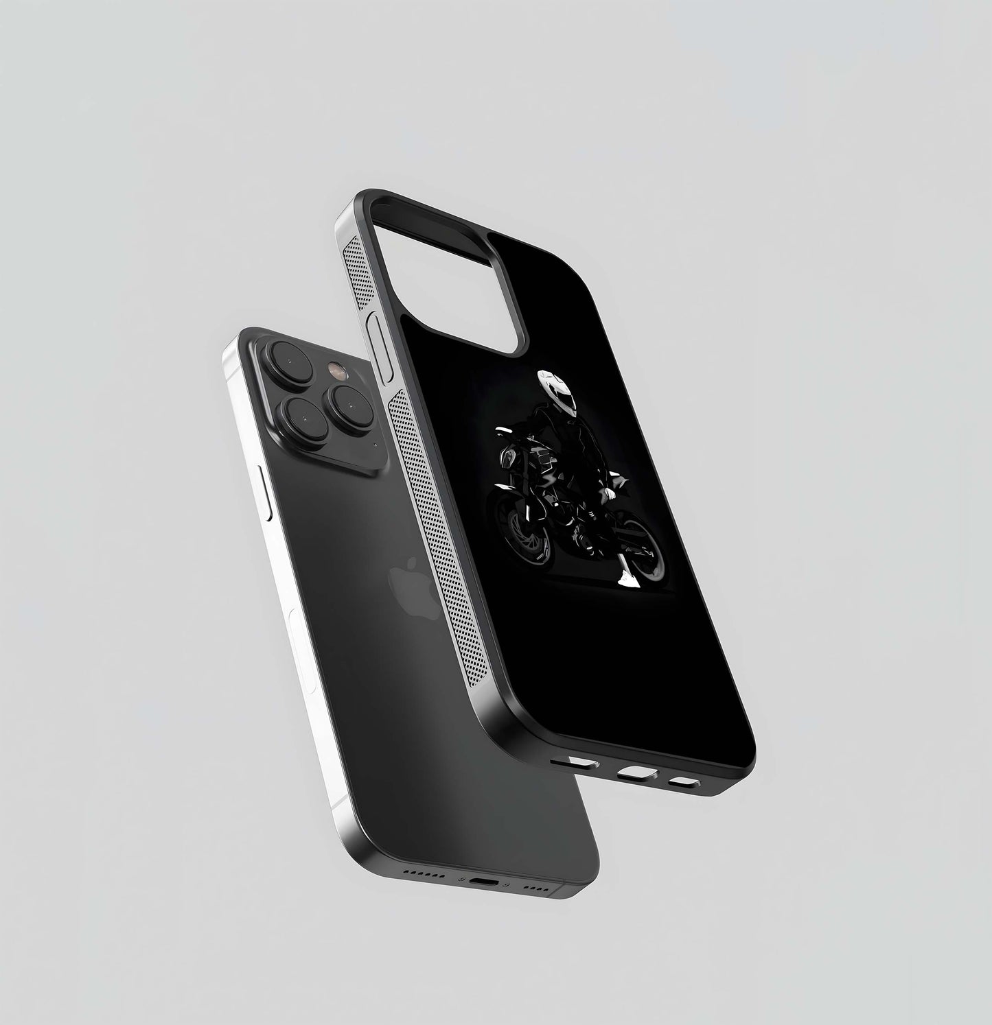 Monochrome Rider Silhouette Glass Case