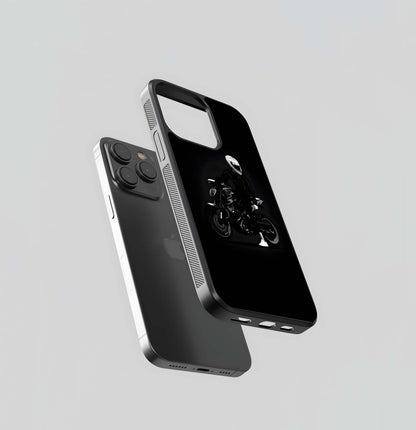 Monochrome Rider Silhouette Glass Case