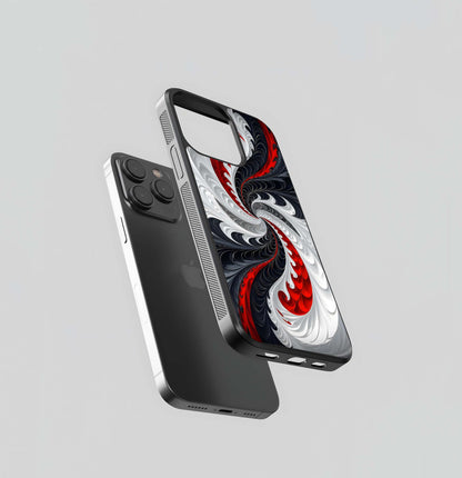 Monochrome Scarlet Twirl Glass Case