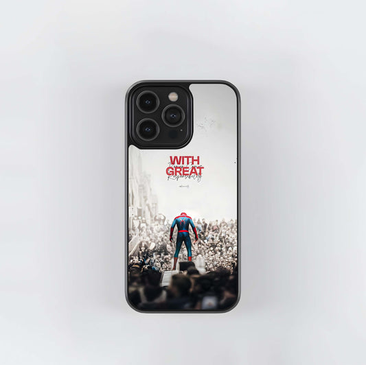 Spider-Man Great Responsibility Quote Glass Case