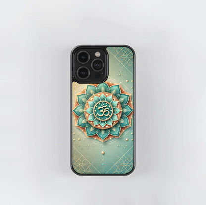 Teal Om Chakra Glass Case