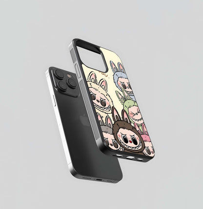 Cartoon Labubu Pattern Glass Case