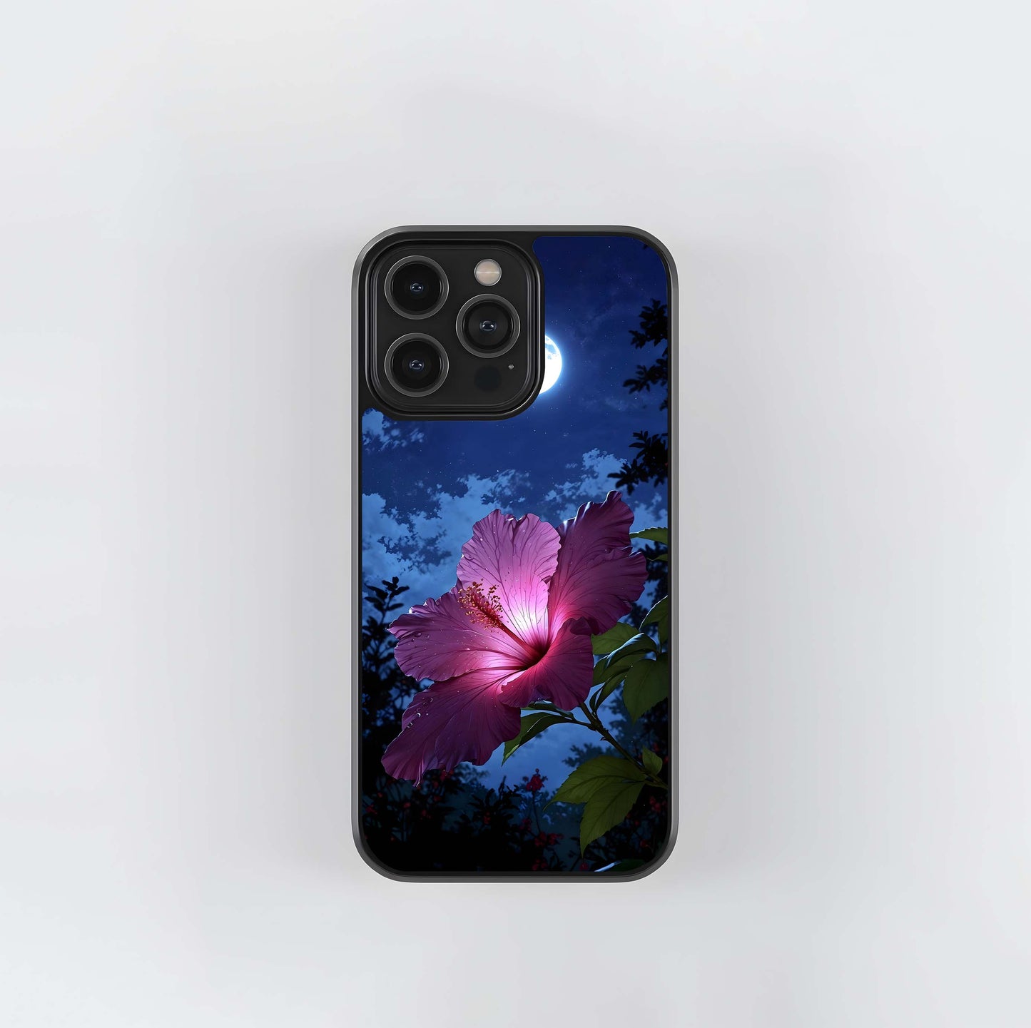 Moonlit Hibiscus Bloom Glass Case