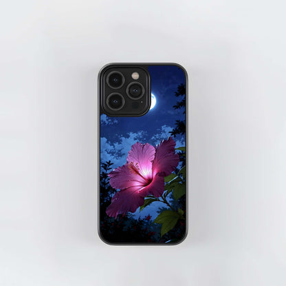 Moonlit Hibiscus Bloom Glass Case
