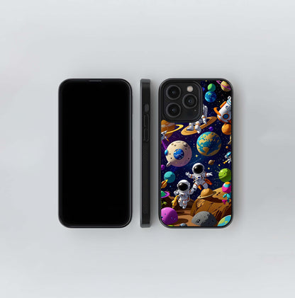 Cartoon Space Scene Glass Case