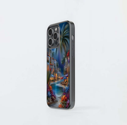 Moonlit Mediterranean Oasis Glass Case