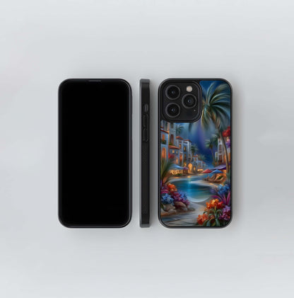 Moonlit Mediterranean Oasis Glass Case