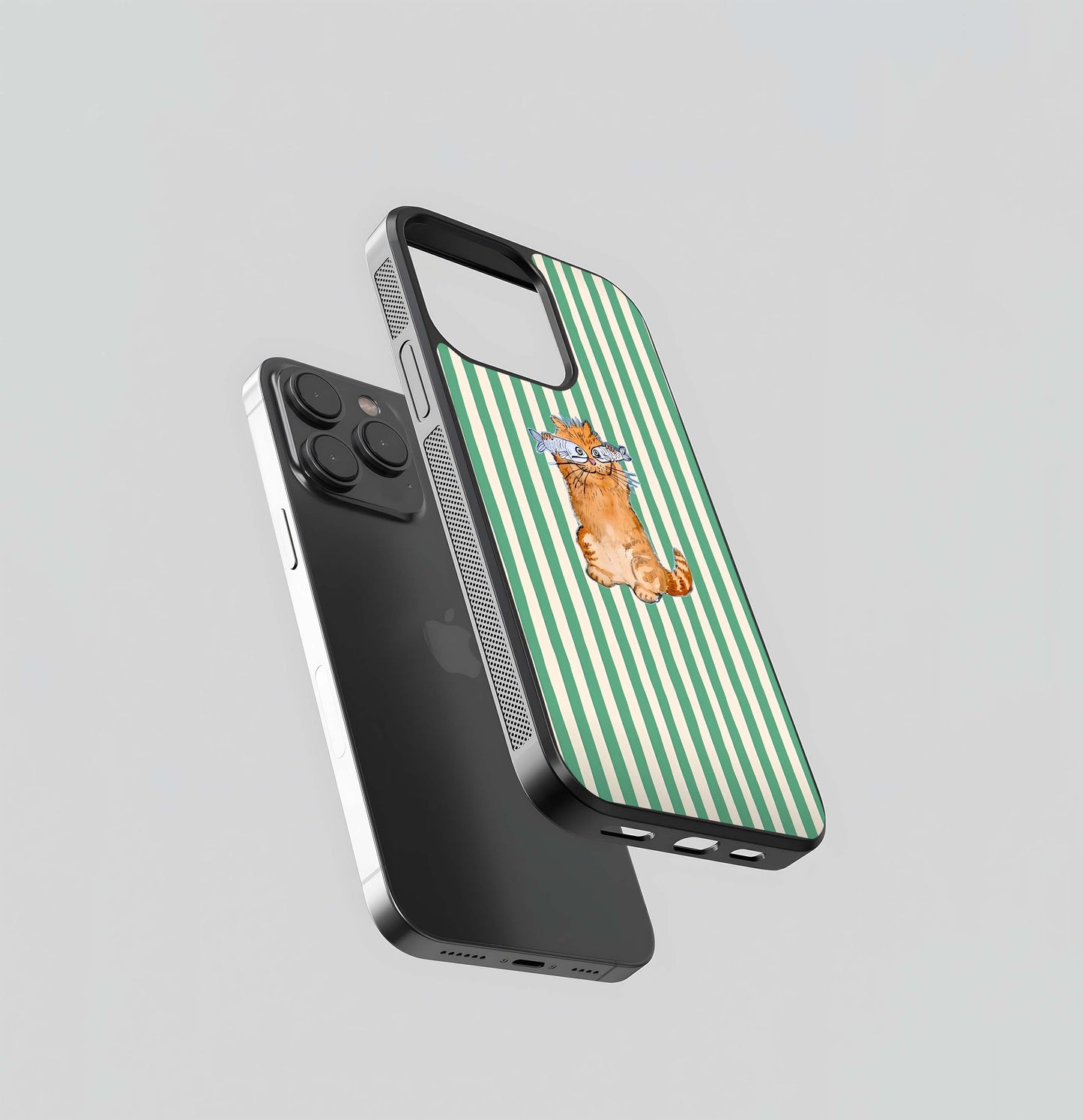 Cat Holding Fish Glass Case