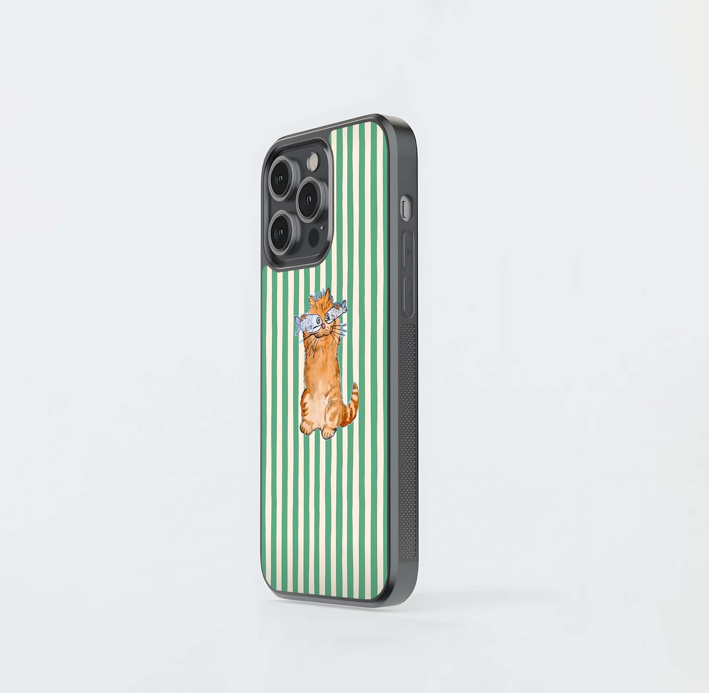 Cat Holding Fish Glass Case