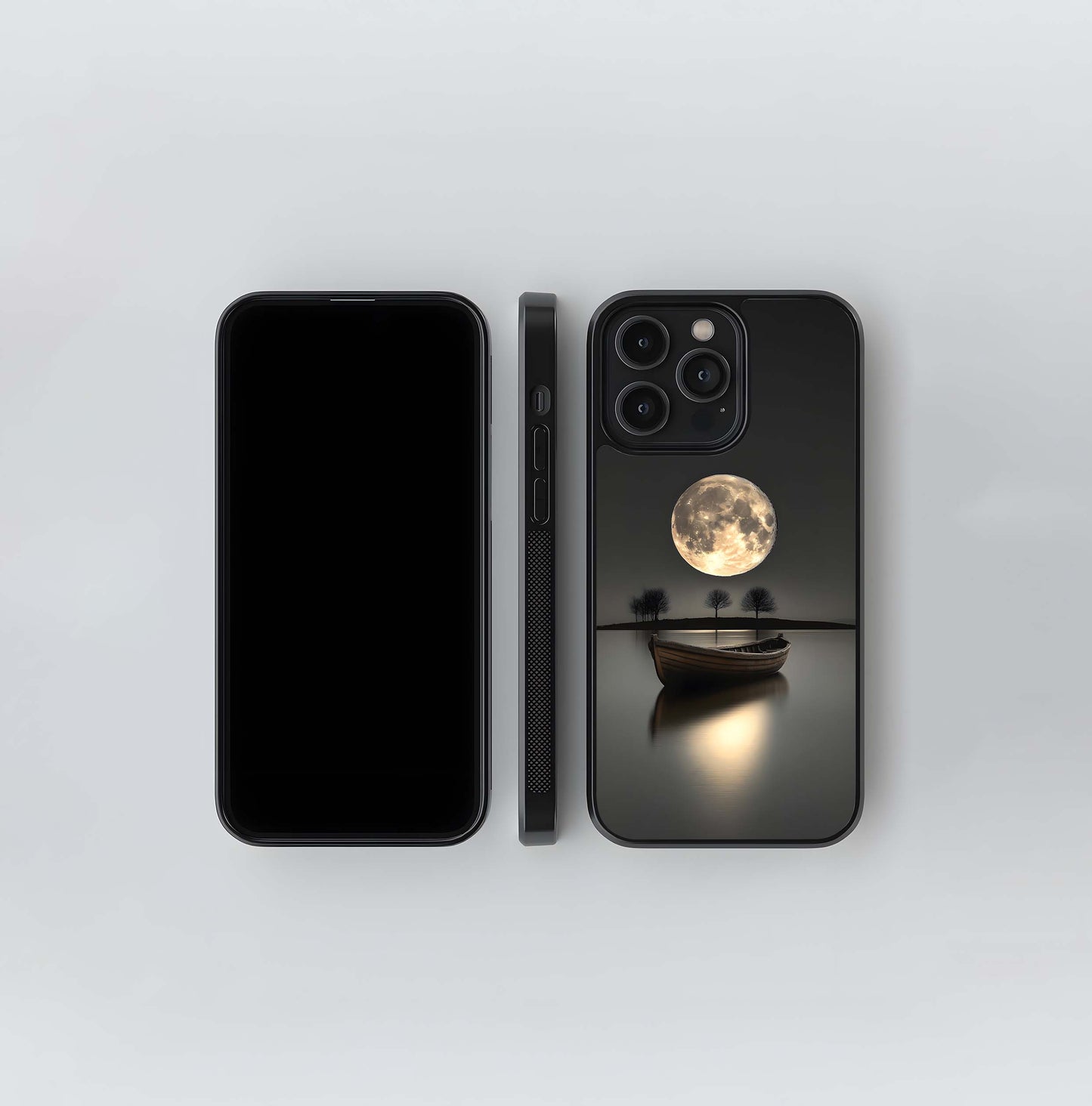 Moonlit Rowboat Reflection Glass Case