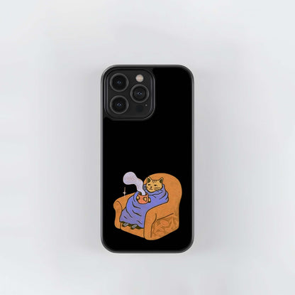 Cat in Blanket with Mug Glass Case