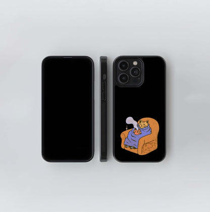 Cat in Blanket with Mug Glass Case