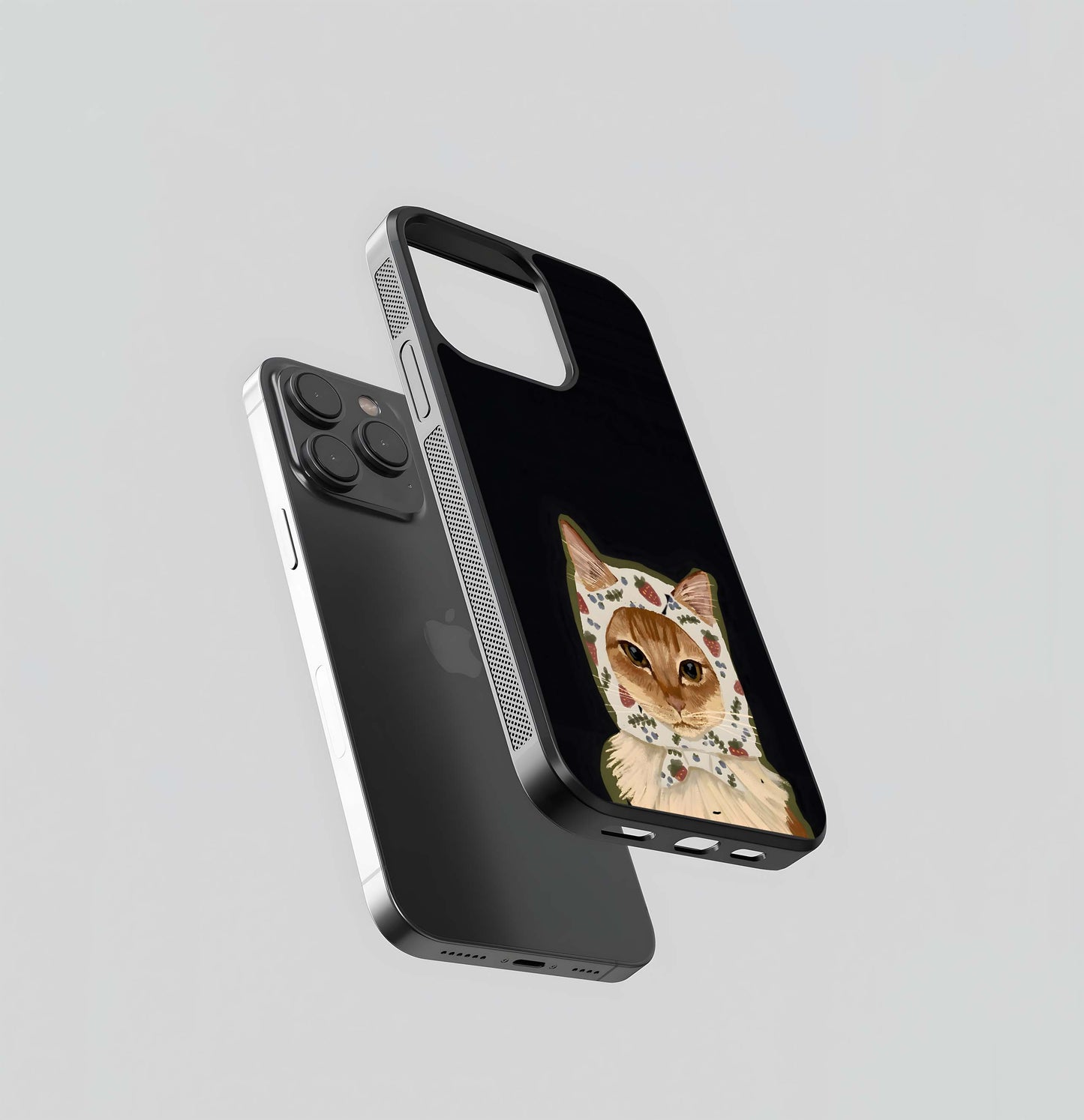 Cat in Strawberry Bonnet Glass Case