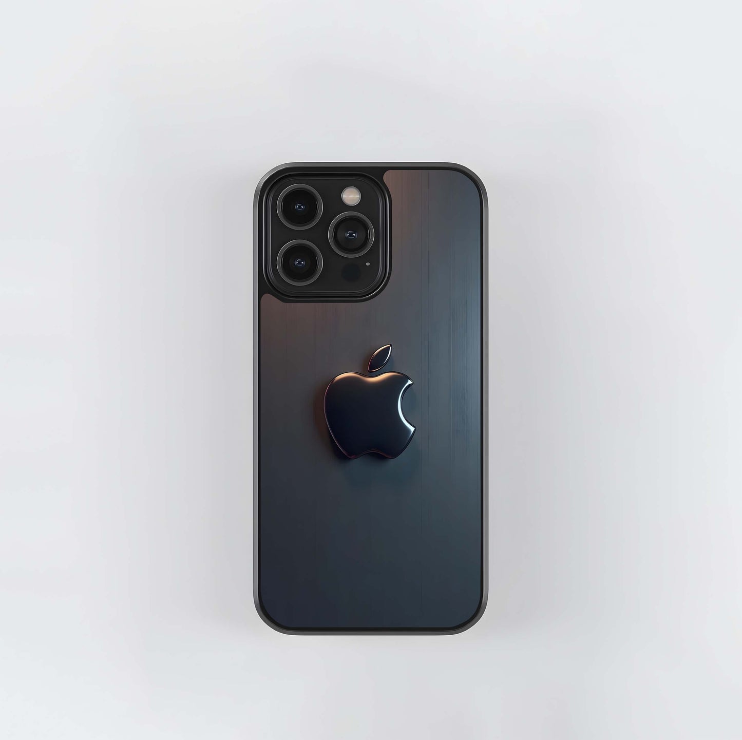 Chrome Apple on Brushed Metal Glass Case