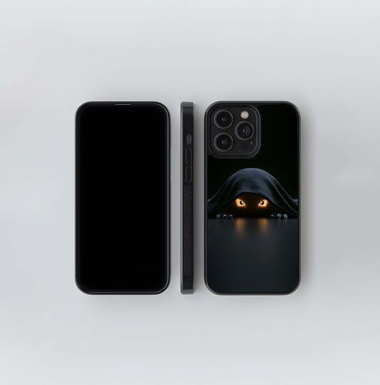 Glowing Eyes Under a Dark Cloak Glass Case