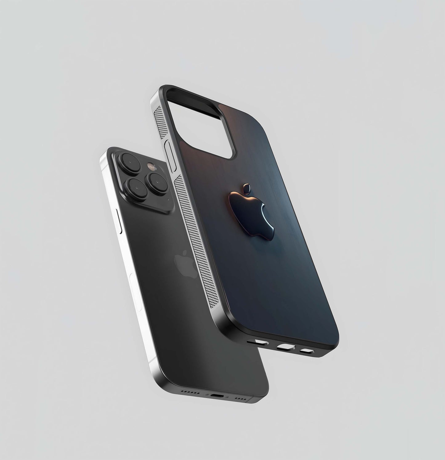 Chrome Apple on Brushed Metal Glass Case