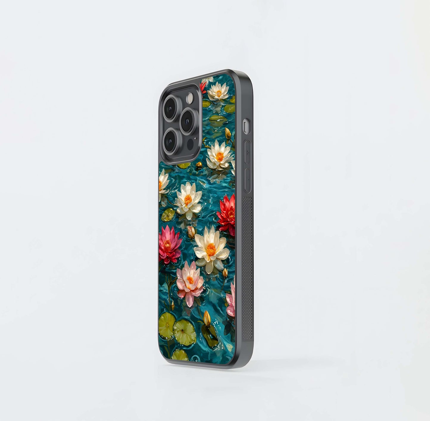 Lotus Florals Glass Case