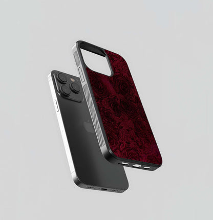Maroon Damask Rose Velvet Glass Case