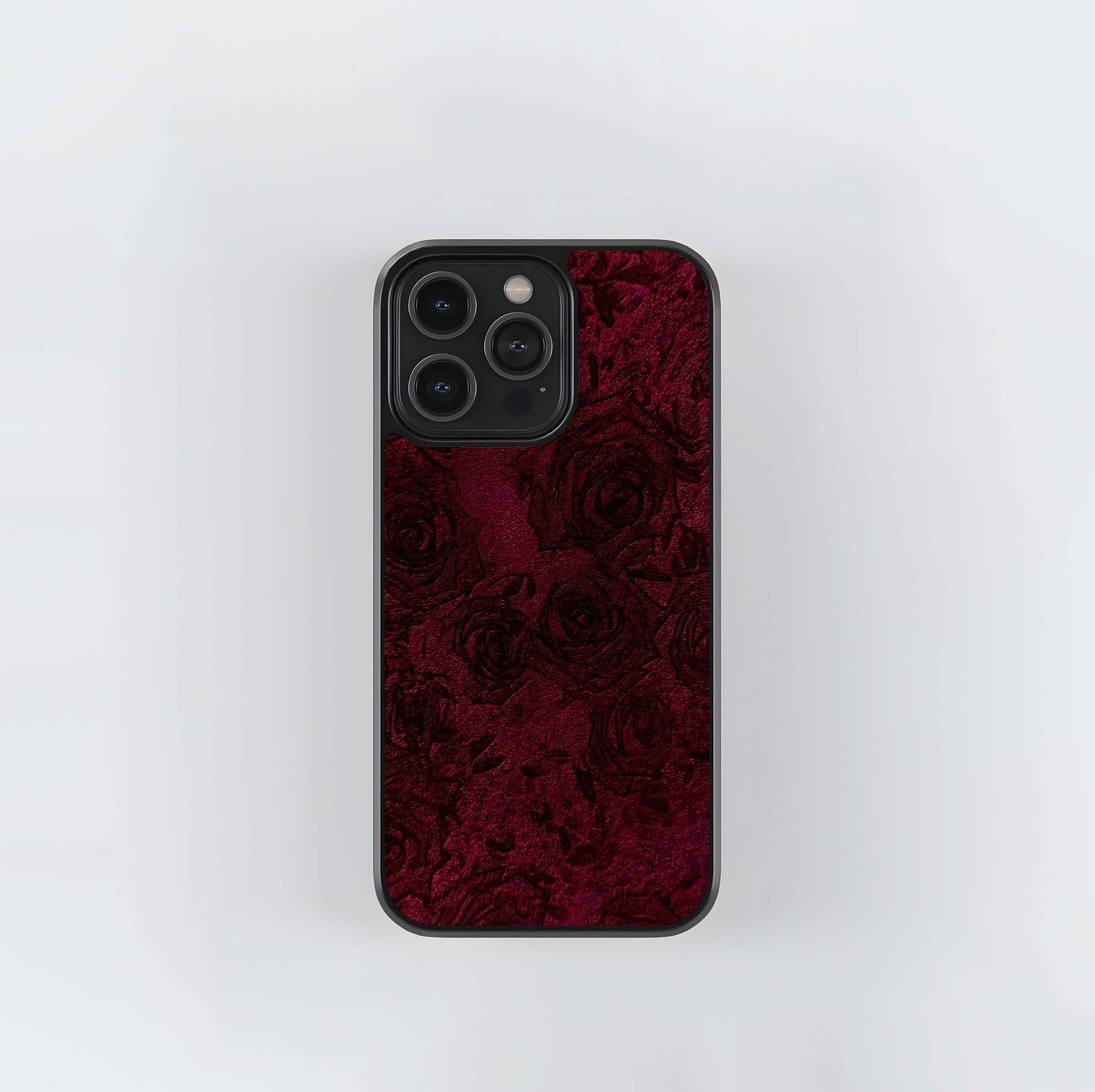 Maroon Damask Rose Velvet Glass Case