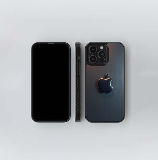 Chrome Apple on Brushed Metal Glass Case