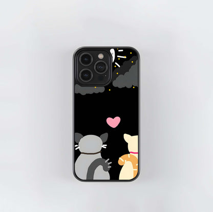 Cat Love Under Moon Glass Case