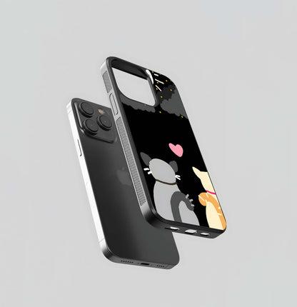 Cat Love Under Moon Glass Case