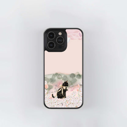 Cat Moonlit Garden Glass Case