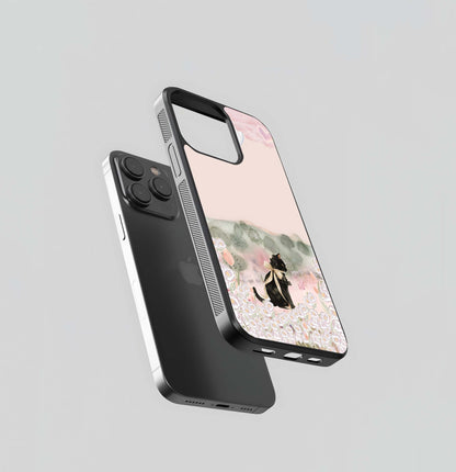 Cat Moonlit Garden Glass Case