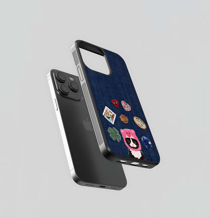 Cat Playful Denim Glass Case