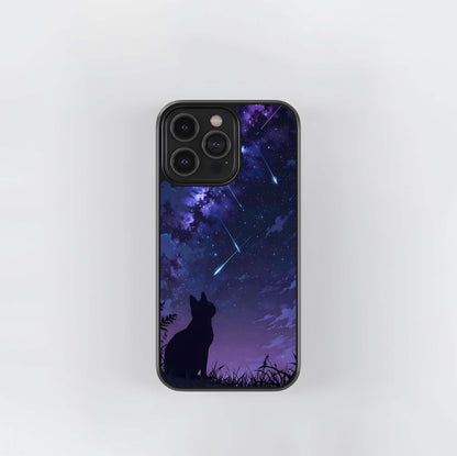 Cat Stargaze Sky Glass Case