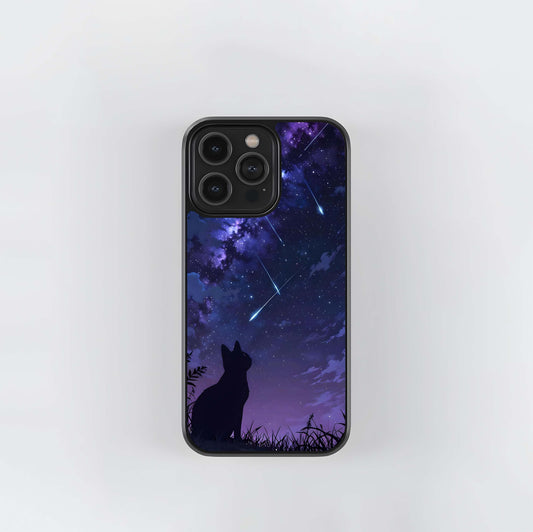 Cat Stargaze Sky Glass Case