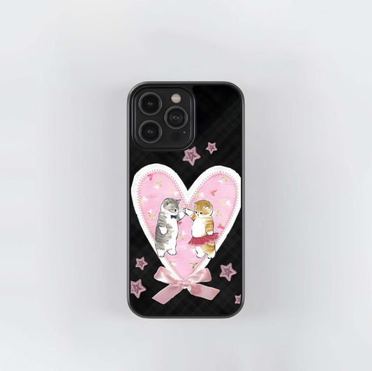 Cat Under Heart Glass Case