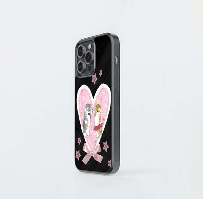 Cat Under Heart Glass Case