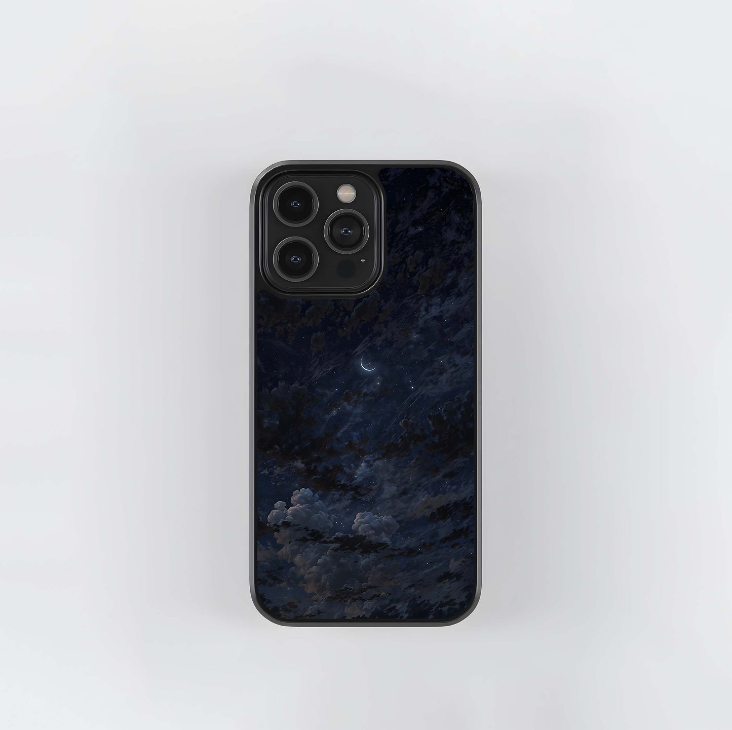 Deep Night Crescent Clouds Glass Case