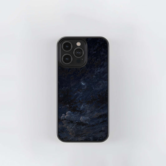 Deep Night Crescent Clouds Glass Case
