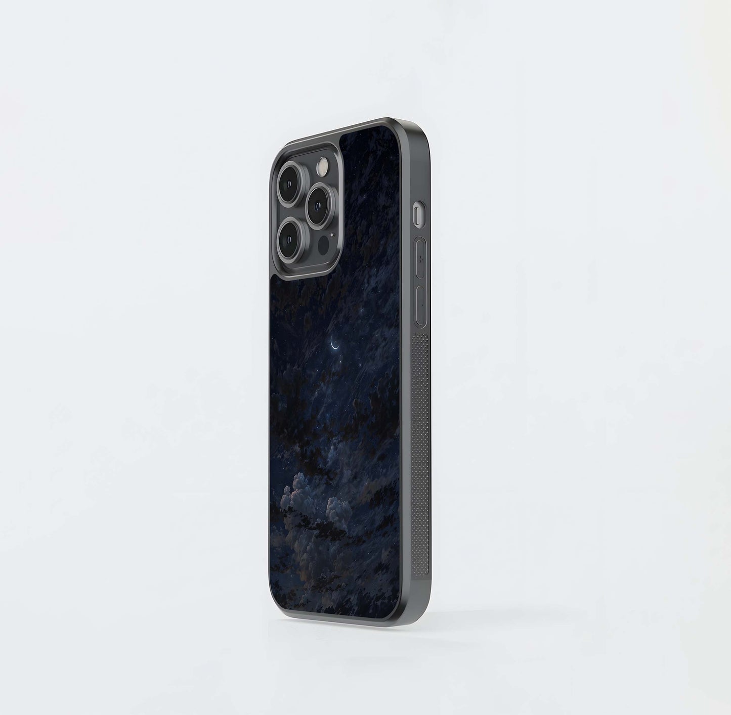 Deep Night Crescent Clouds Glass Case