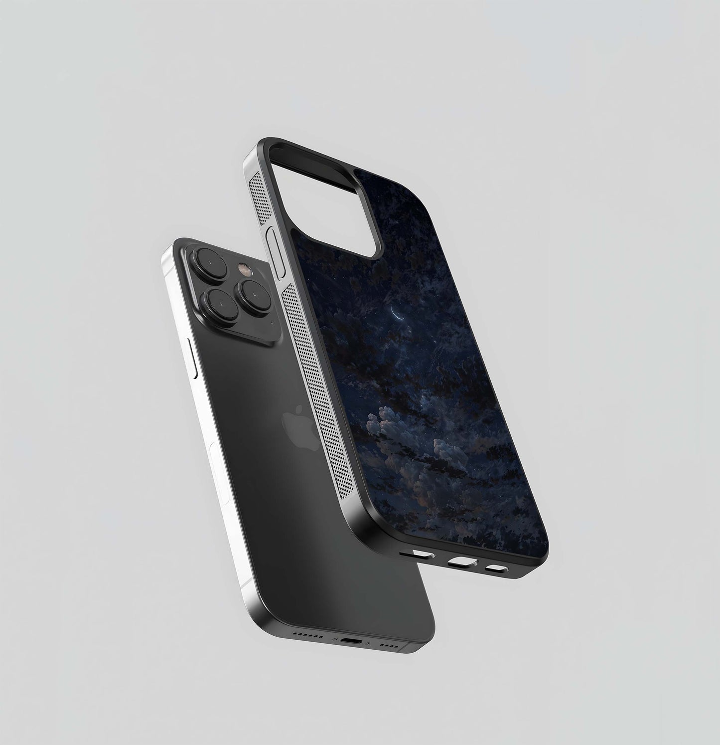 Deep Night Crescent Clouds Glass Case