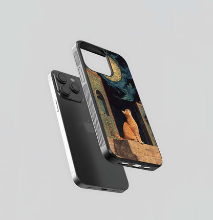 Cat Under Moon Glass Case