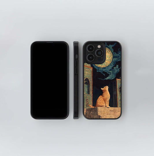 Cat Under Moon Glass Case