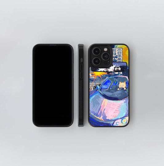 Cat With Car Glass Case