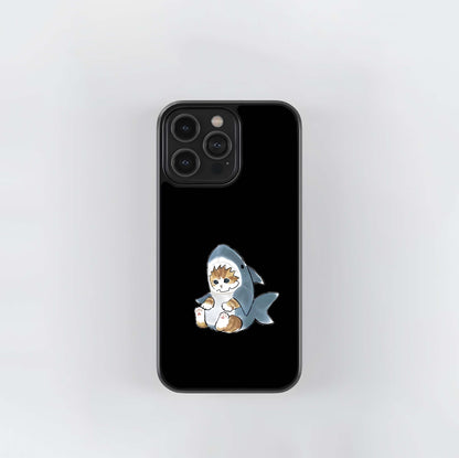 Cat With Shark Dress Glass Case