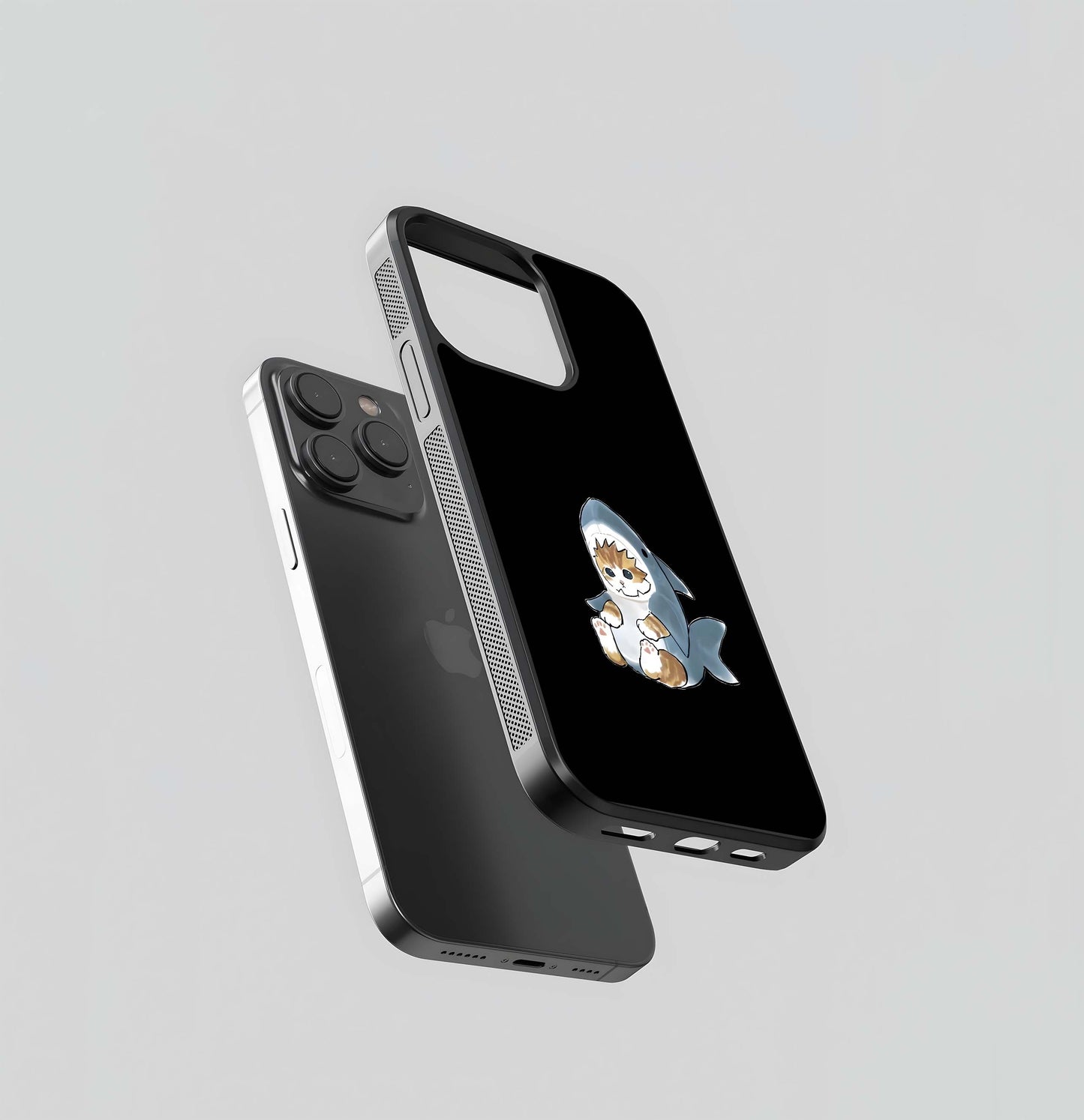 Cat With Shark Dress Glass Case