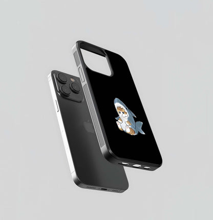 Cat With Shark Dress Glass Case