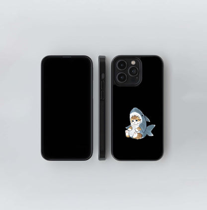 Cat With Shark Dress Glass Case
