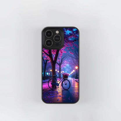 Neon Blossom Bicycle Glass Case