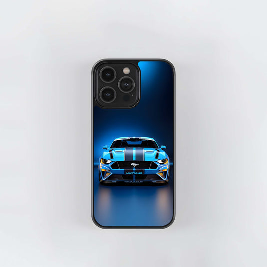 Neon Cobalt Mustang Glass Case