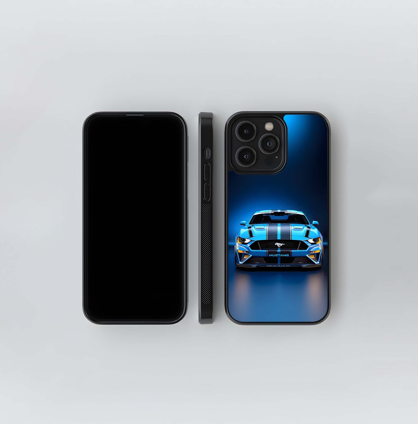 Neon Cobalt Mustang Glass Case