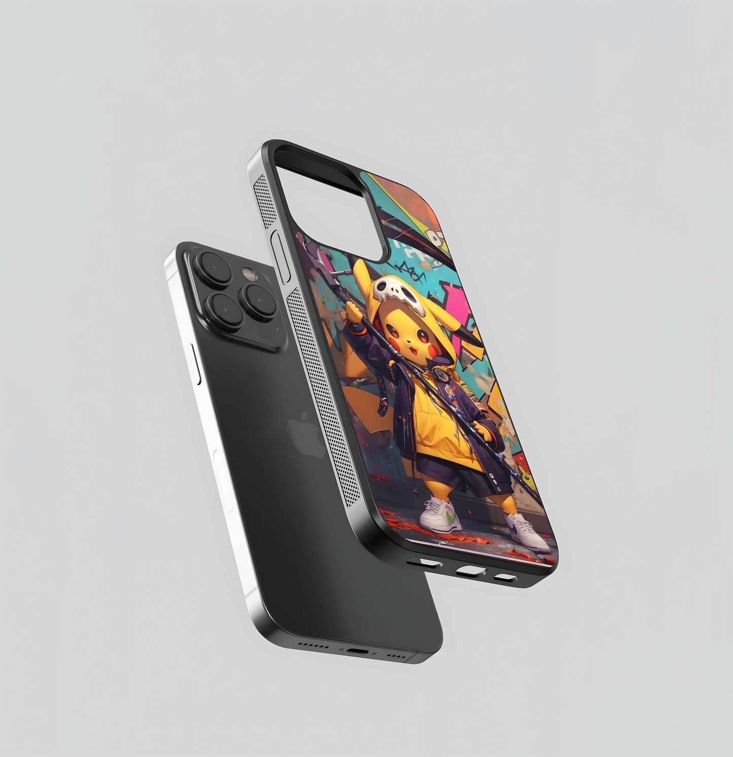 Street-Art Pikachu with Scythe Glass Case